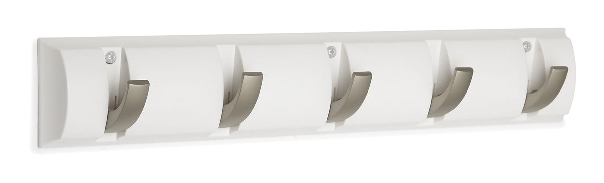 Clement Steel 5-Hook Flip Down Rail, White, 20-in