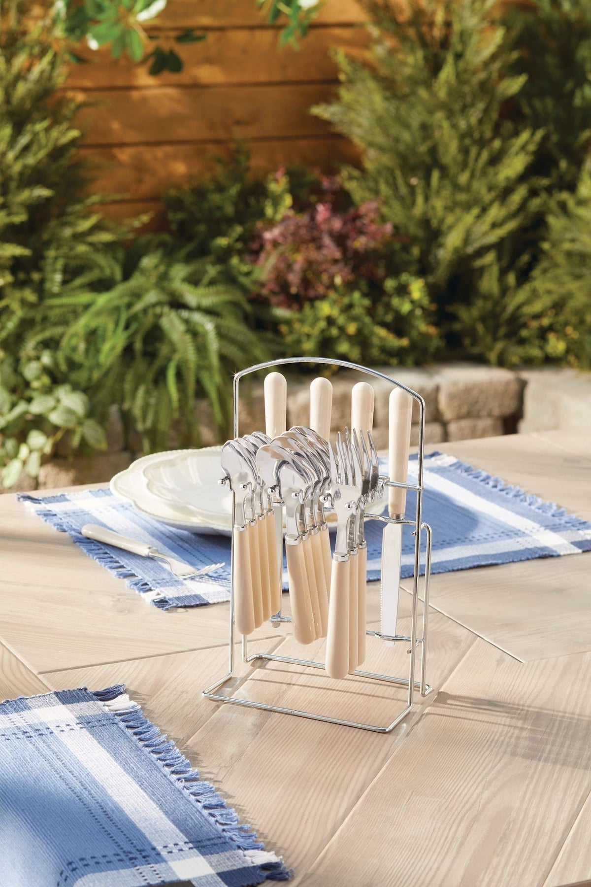 Cutlery Rack with Forks, Knives, Spoons, Teaspoons, Stand