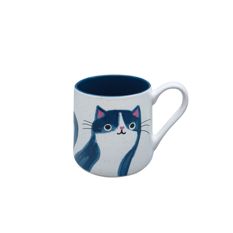 Durable Stoneware Cat Mug, Blue, 18-oz U3643