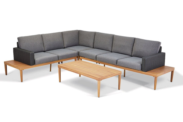 Edenvale Aluminum Frame & Wicker Faux Wood Finish Outdoor/Patio Sectional Set, 4-pc A2997