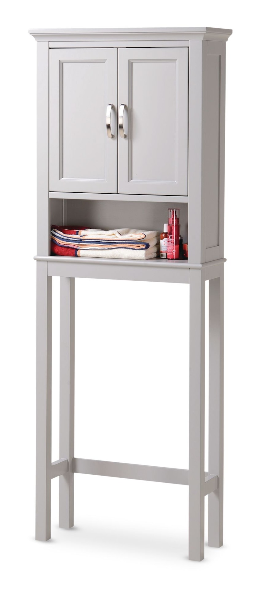 Elena 2-Door Over-The-Toilet Spacesaver Bathroom Storage Cabinet, Grey