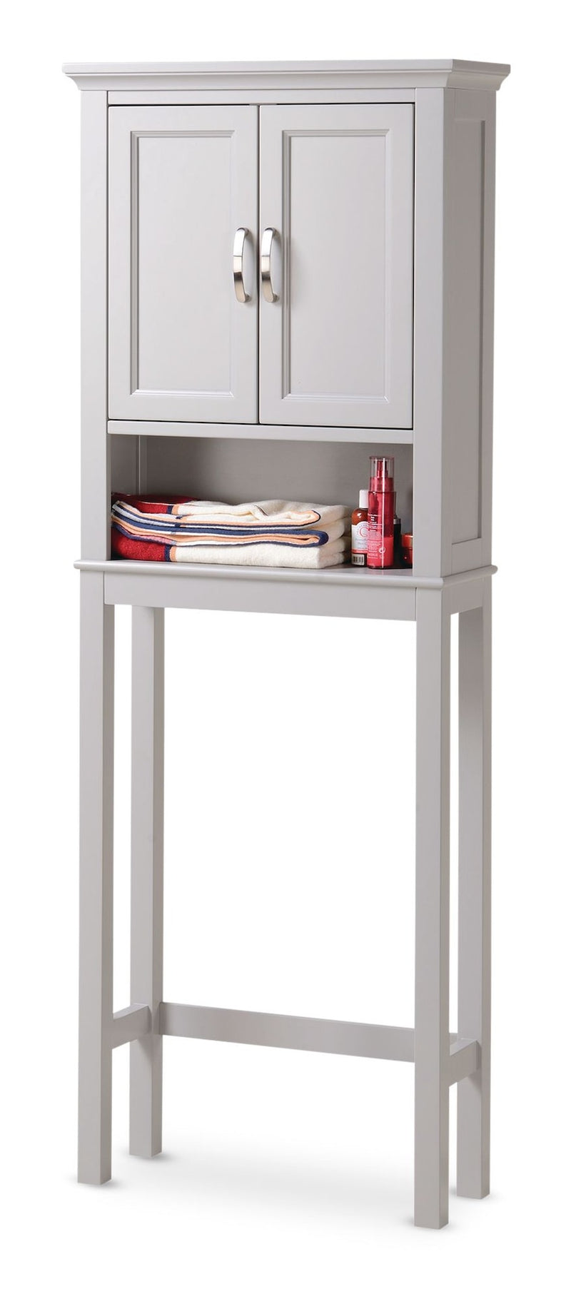 Elena 2-Door Over-The-Toilet Spacesaver Bathroom Storage Cabinet, Grey O7513
