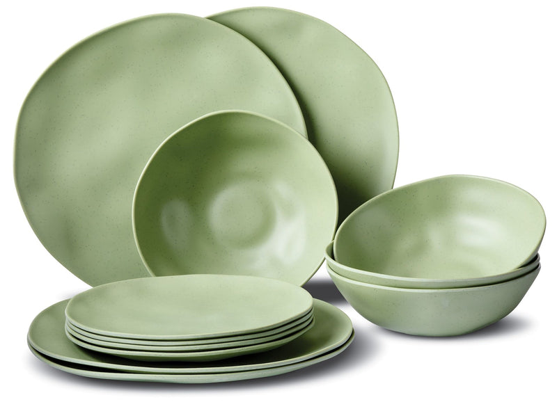 Everyday Dinnerware Set, BPA-Free, Sage Green, 12-pk Z8774