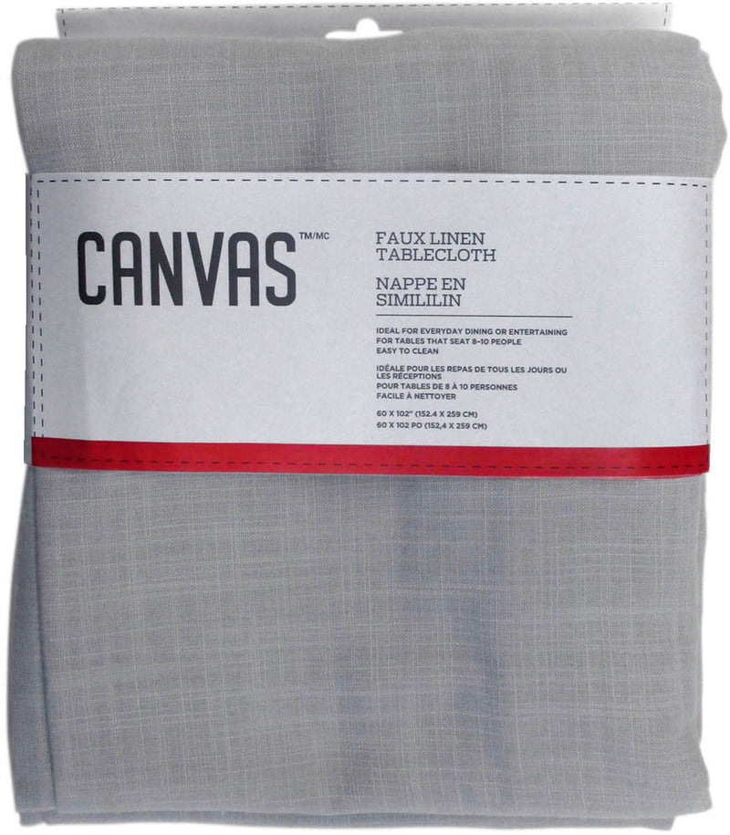 Faux Linen Rectangle Tablecloth, 60-in x 102-in, Light Grey J2407