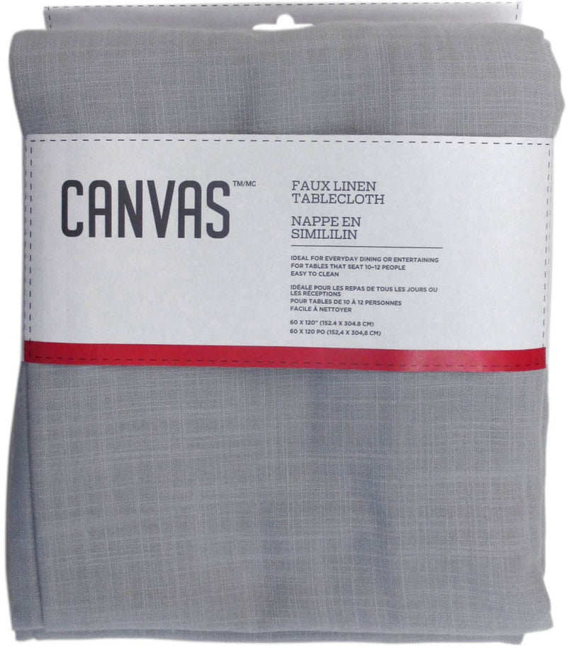 Faux Linen Rectangle Tablecloth, 60-in x 120-in, Light Grey H4702