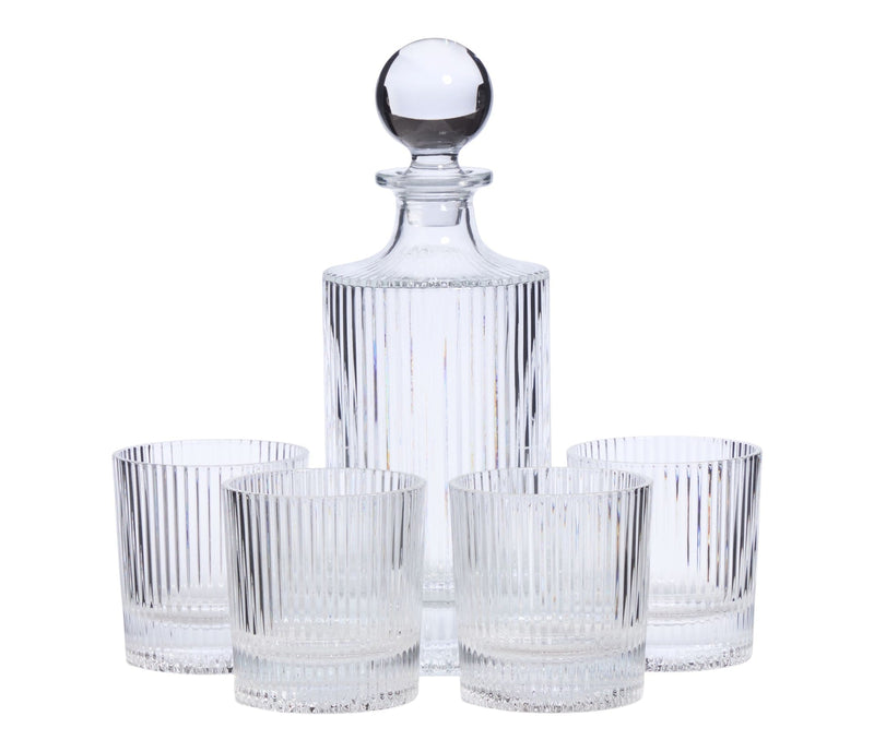 Fluted Decanter & Glasses Set, 5-pc L6582