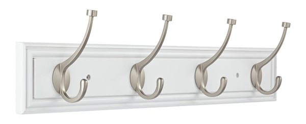 Galena Stainless Steel 4-Hook Pill Top Rail, White/Silver, 27-in E9145