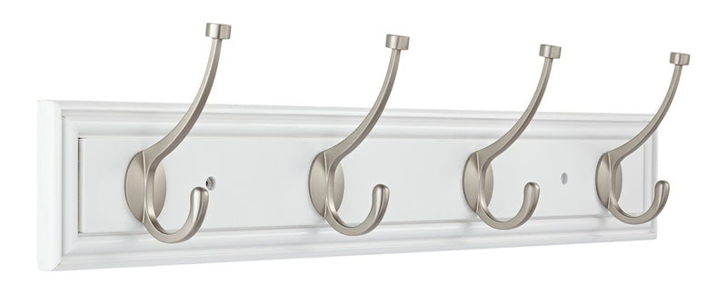 Galena Stainless Steel 4-Hook Pill Top Rail, White/Silver, 27-in E9145