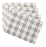 Gingham Plaid Checkered Rectangle Placemat, Silver/Ivory, 13-in x 18-in, 4-pk