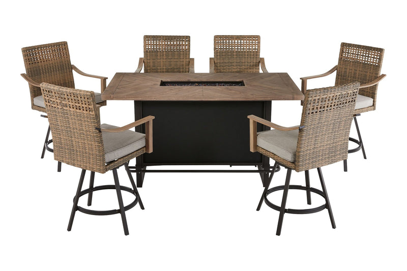 Granville Fire Outdoor Dining Set with Water/Stain/Fade-Resistant Cushions, 7-pc E8283