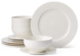 Highbury Ribbed New Bone Dinnerware Set, Serves 4, 12-pc, White