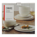 Highbury Ribbed New Bone Dinnerware Set, Serves 4, 12-pc, White