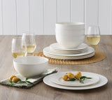 Highbury Ribbed New Bone Dinnerware Set, Serves 4, 12-pc, White