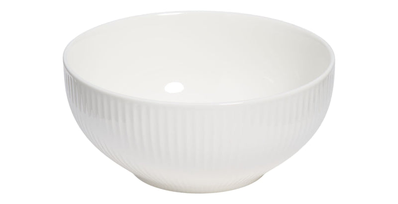 Highbury Ribbed New Bone Low Bowl, 1-pc, White V7231
