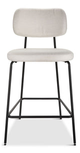 Kase Upholstered Counter Stool with Back Rest, Off-white/Light Grey