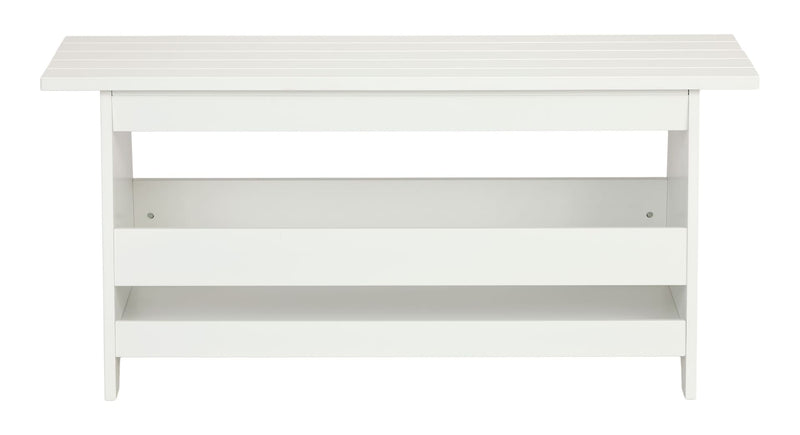 Kya Wooden Entryway Bench with Storage Rack, White R7334