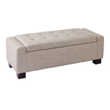 Louisa Upholstered Hinge-Top Storage Ottoman/Bench With Padded Seat, Light Grey