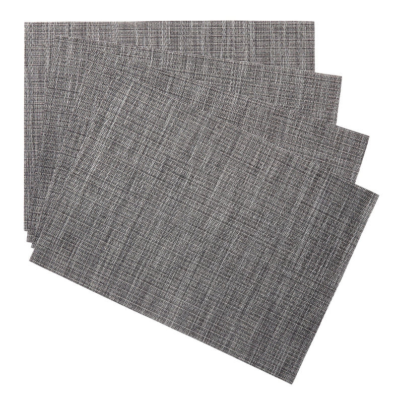 Lurex Rectangle Textilene Woven Placemat, Gunmetal, 13-in x 18-in, 4-pk G4921