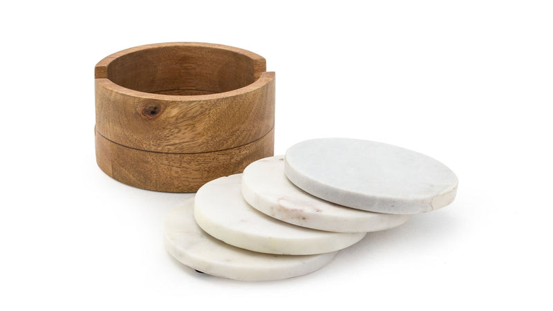 Marble Drink Coasters, Round, Crystal, 4-pk E8009