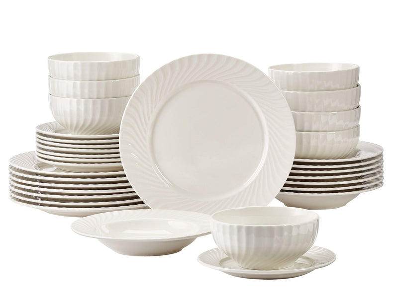 Milliken Embossed Stoneware Dinnerware Set, Serves 8, 32-pc, White X6273