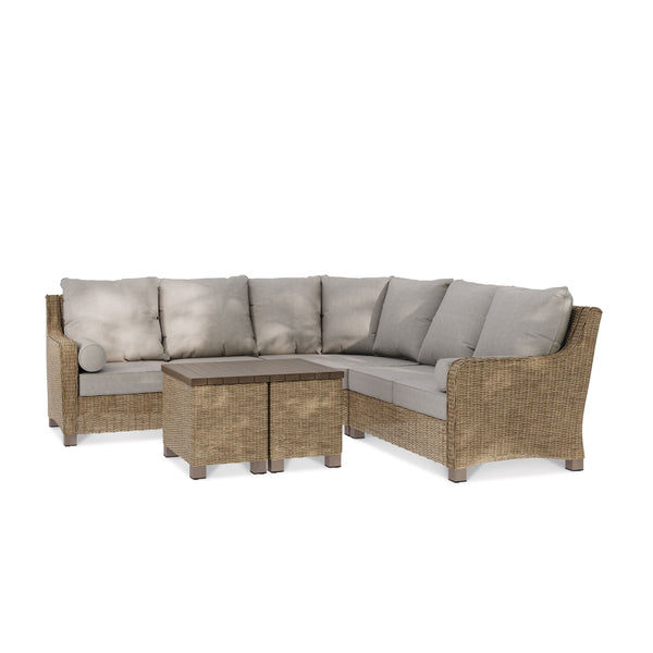 Moraine All-Weather Wicker Outdoor/Patio Sectional Set, UV-Resistant Cushions, 5-pc V2982