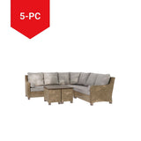 Moraine All-Weather Wicker Outdoor/Patio Sectional Set, UV-Resistant Cushions, 5-pc