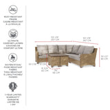 Moraine All-Weather Wicker Outdoor/Patio Sectional Set, UV-Resistant Cushions, 5-pc