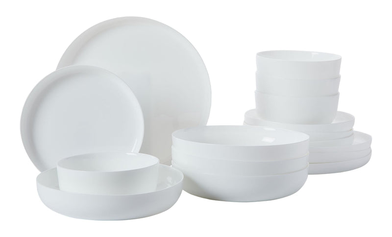 Opal Tempered Glass Modern Coupe Dinnerware Set, Serves 4, 16-pc O3920