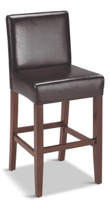 Parsons Wood & PU Leather Bar Stool With Backrest, Dark Brown