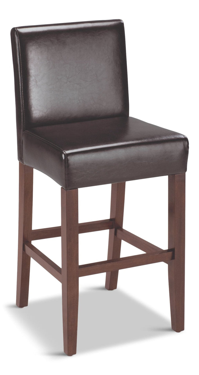 Parsons Wood & PU Leather Bar Stool With Backrest, Dark Brown C8759