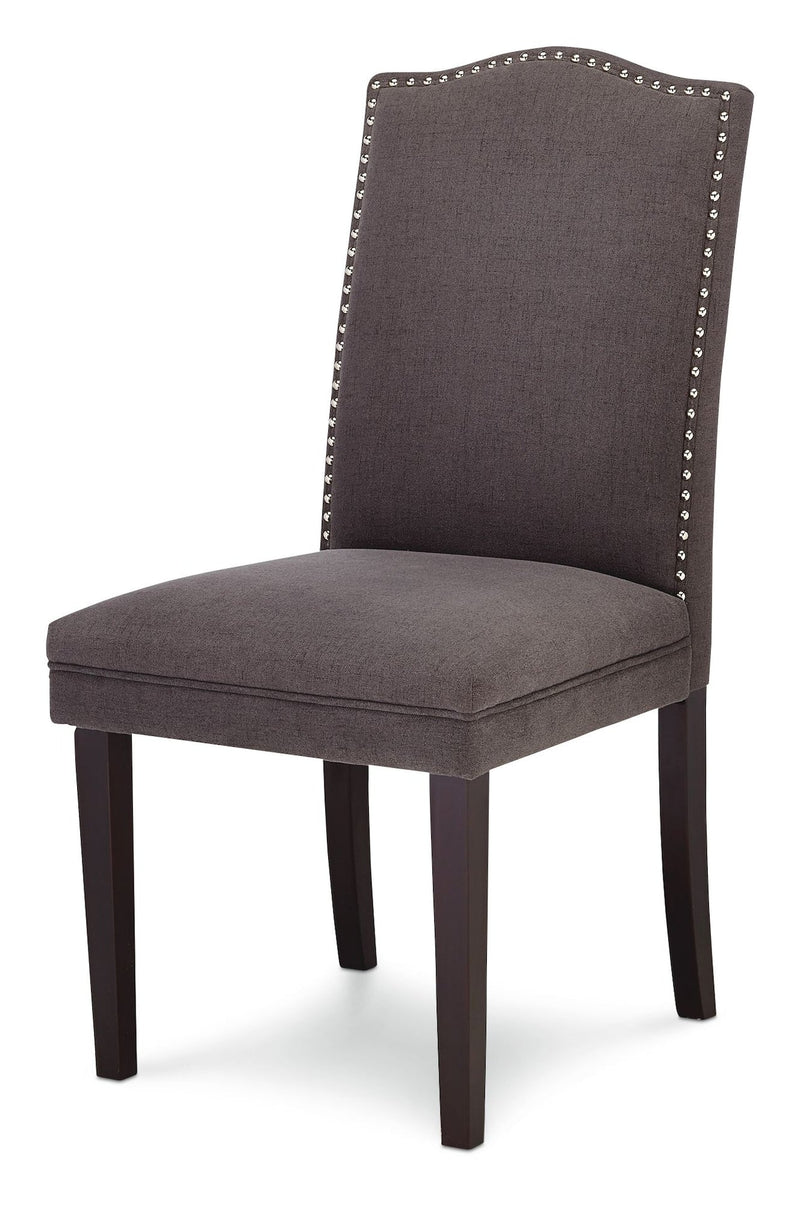 Regent Nailhead Upholstered Dining Chairs with Solid Wood Legs (2-Piece Set), Grey X2562