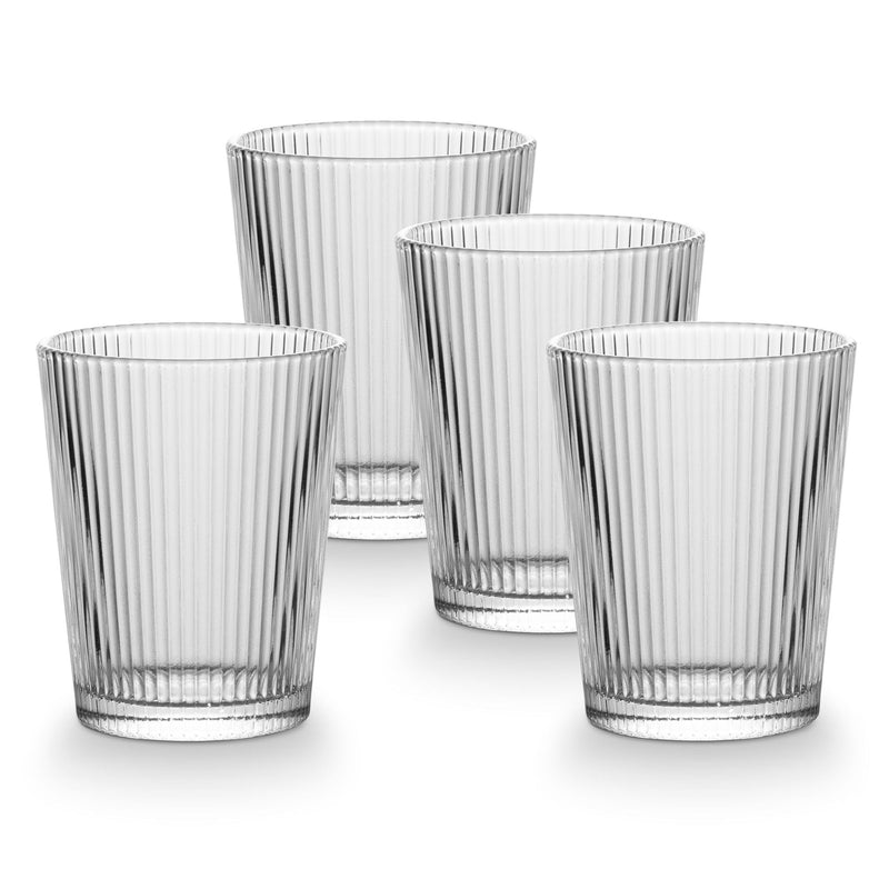 Ribbed DOF Dinner Glass Set, Lead-free, 4-pc T5925