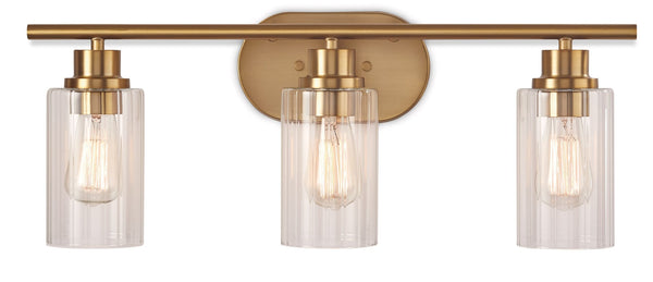 Rosstown 3-Light Vanity Light Fixture with Glass Shades, Brushed Gold J8820
