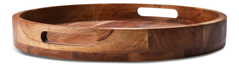 Round Wood Serving Tray with Cut-Out Handles, 16-in O9138