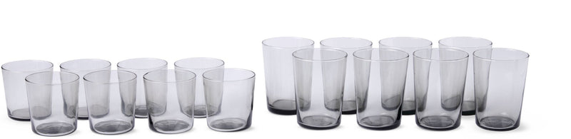 Smoked Glassware Tumbler Set, 13 oz & 19 oz, 16-pc B5927