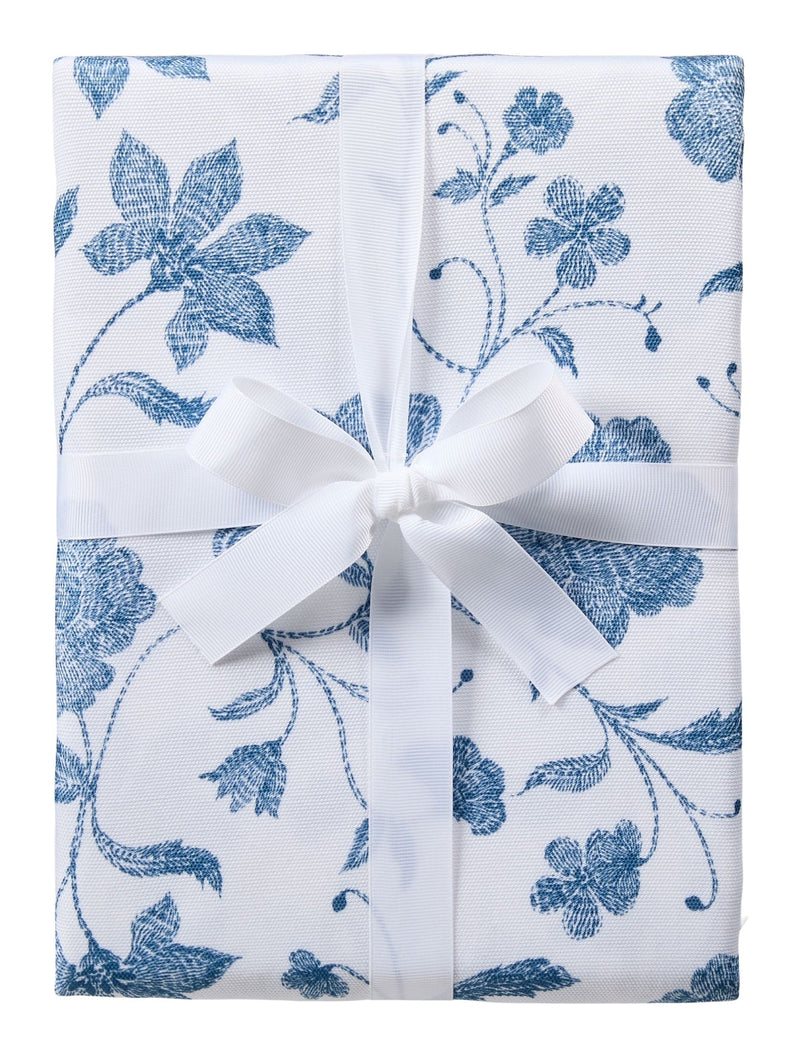 Spill Resistant Floral Print Table Cloth, Blue/White, 60-in x 104-in F1105