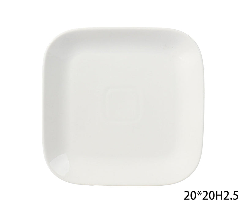 Square Stoneware Side Plate, 8-in, White I1928