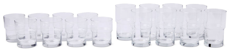 Stacking Glassware Tumbler Set, 12 & 16 oz, 16-pc T6747