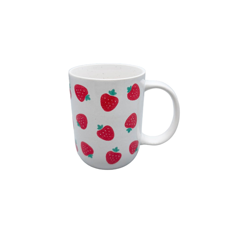 Strawberry Stoneware Mug, 18-oz, White P5914