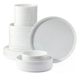 Tate Modern Edge Porcelain Dinnerware Set, Serves 4, 16-pc, White