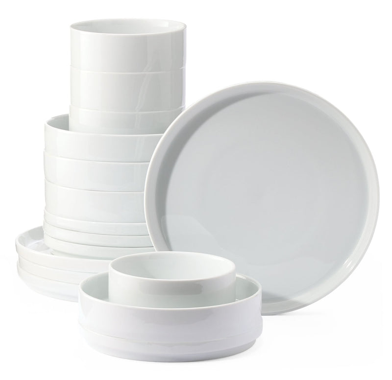 Tate Modern Edge Porcelain Dinnerware Set, Serves 4, 16-pc, White A9203