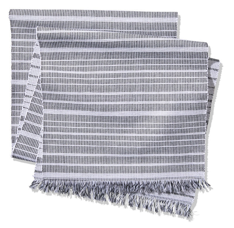 Two-Tone Ribbed Rectangular Cotton Table Runner, 84-in x 15-in N9594