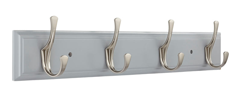 Voisin Stainless Steel 4-Hook Rail, Flint Grey, 27-in Y8141