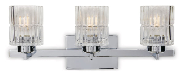 Waverly 3-Light Vanity Light Fixture with Clear Glass Shades, Chrome Q8107