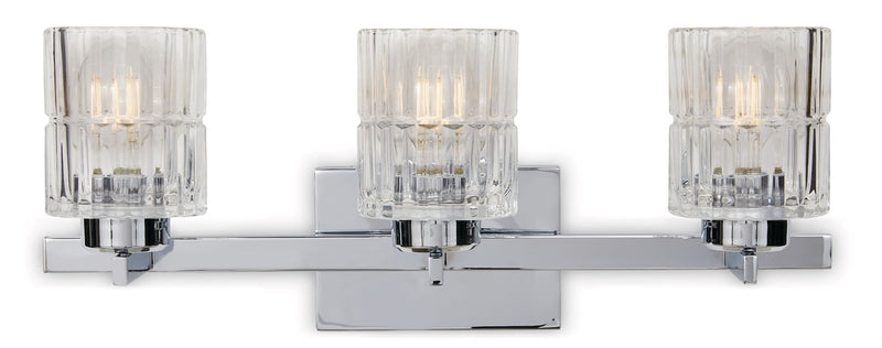 Waverly 3-Light Vanity Light Fixture with Clear Glass Shades, Chrome Q8107