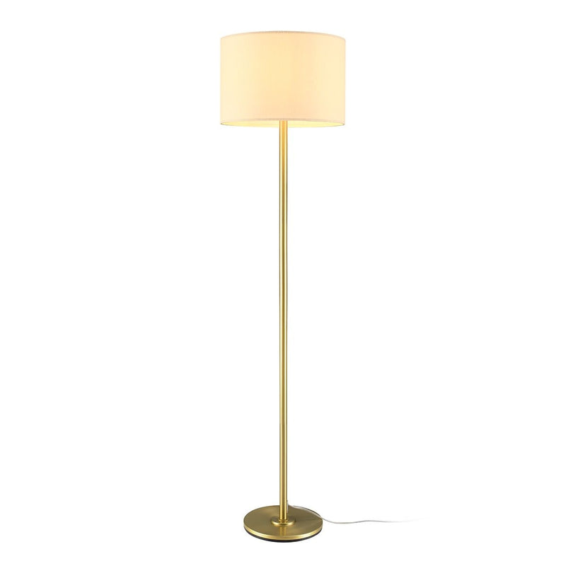 White Drum Shade Floor Lamp, 16-in, Metallic Gold/Matte Brass H9531