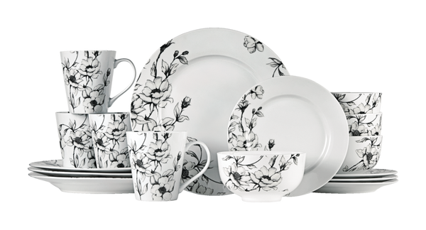 Wild Rose Porcelain Dinnerware Set, Serves 4, 16-pc, White S6891