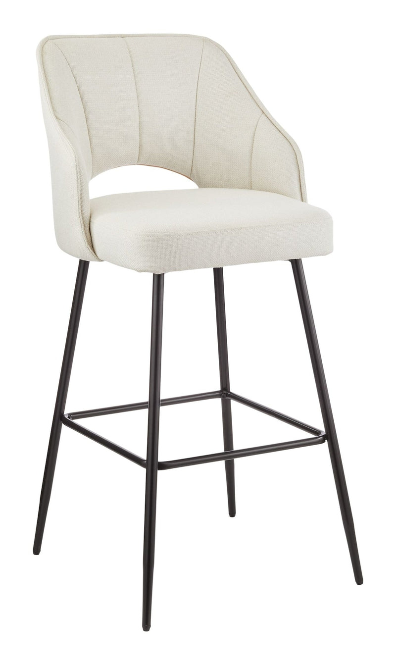 Yael Elegant Elevated Bar Stool with Back Rest, Creme U8337
