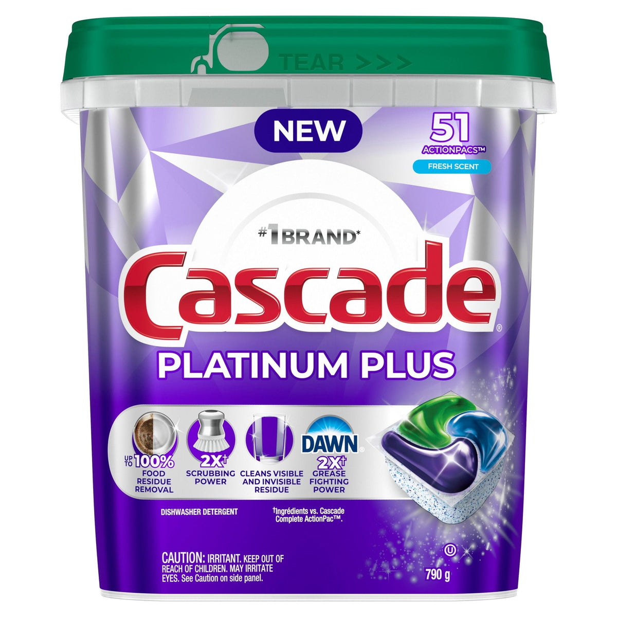 Platinum Plus ActionPacs Dishwasher Detergent Pods, Fresh, 51-pk