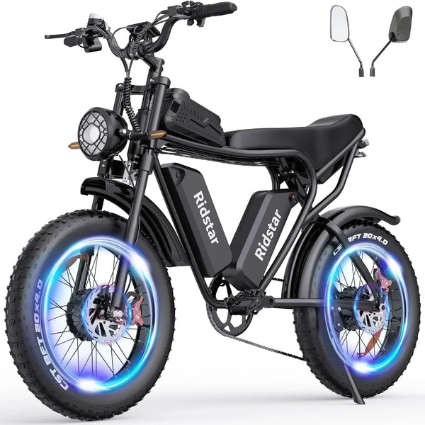 Electric Bike Q20, 2000W, 52V, 30-180 Miles All-Terrain Fat Tire E-Bike for Adults U5523